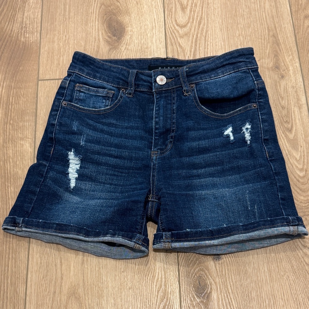 Dark Blue Distressed Women's Jean Shorts